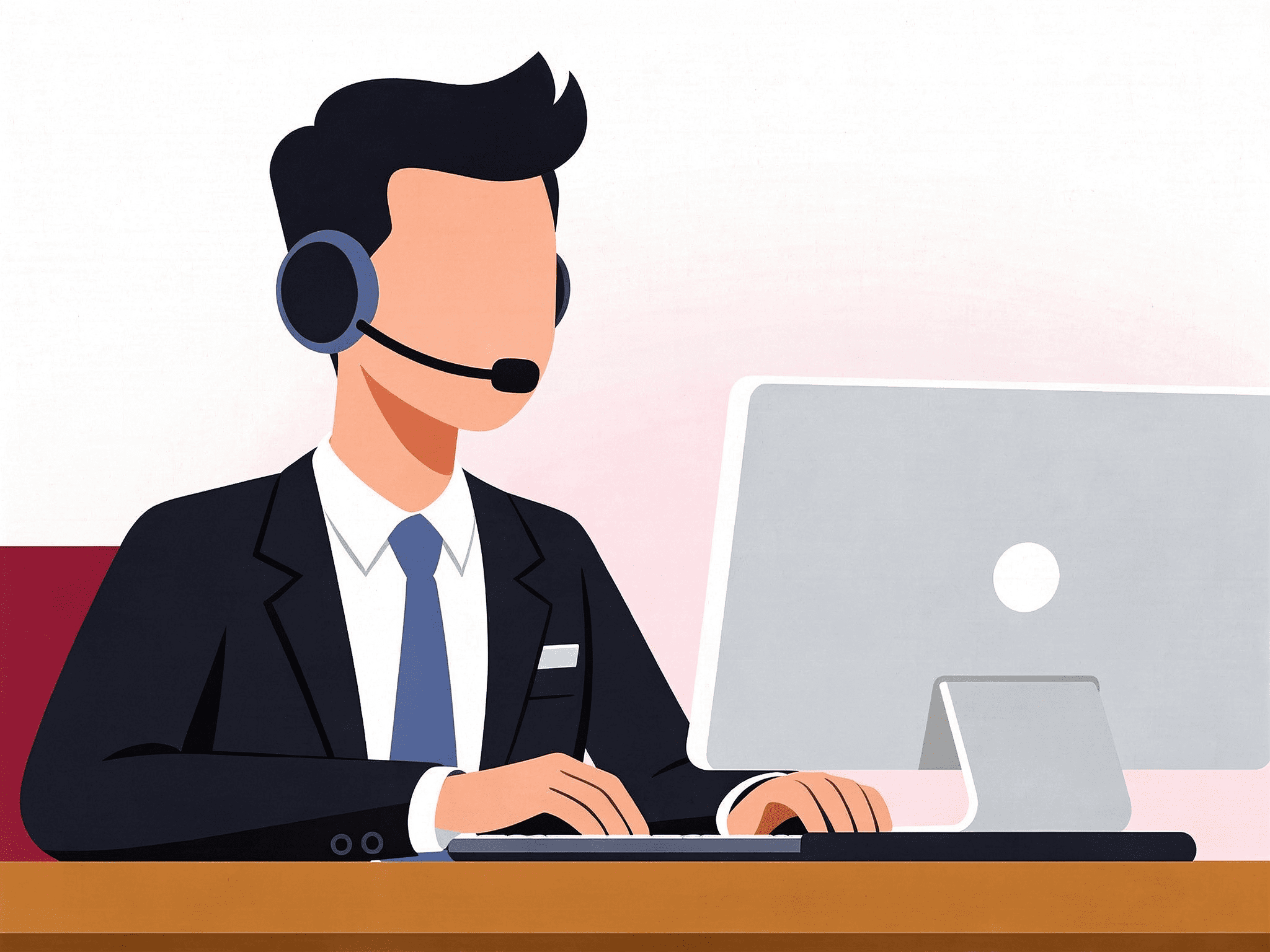 Juriste avec casque devant un ordinateur